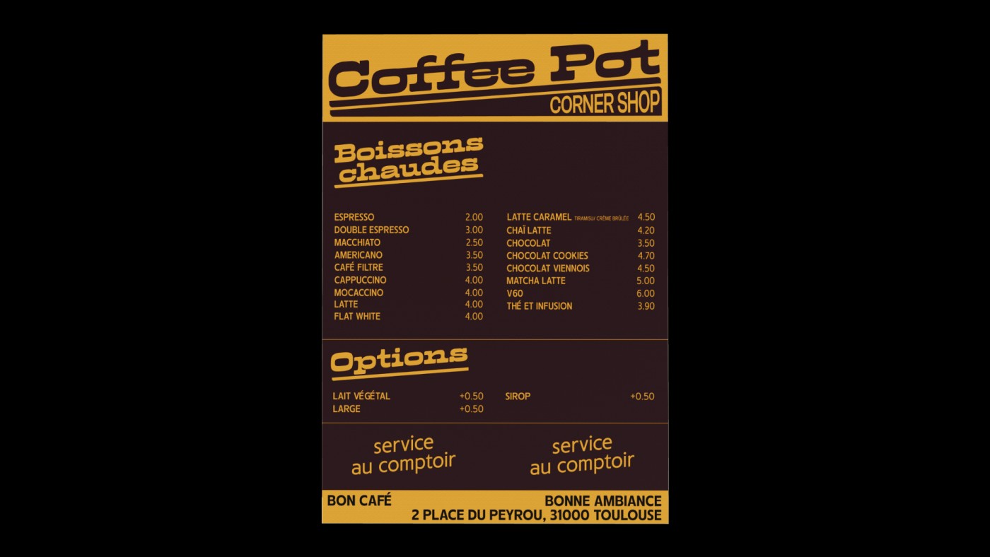 Menu du café Coffee Pot