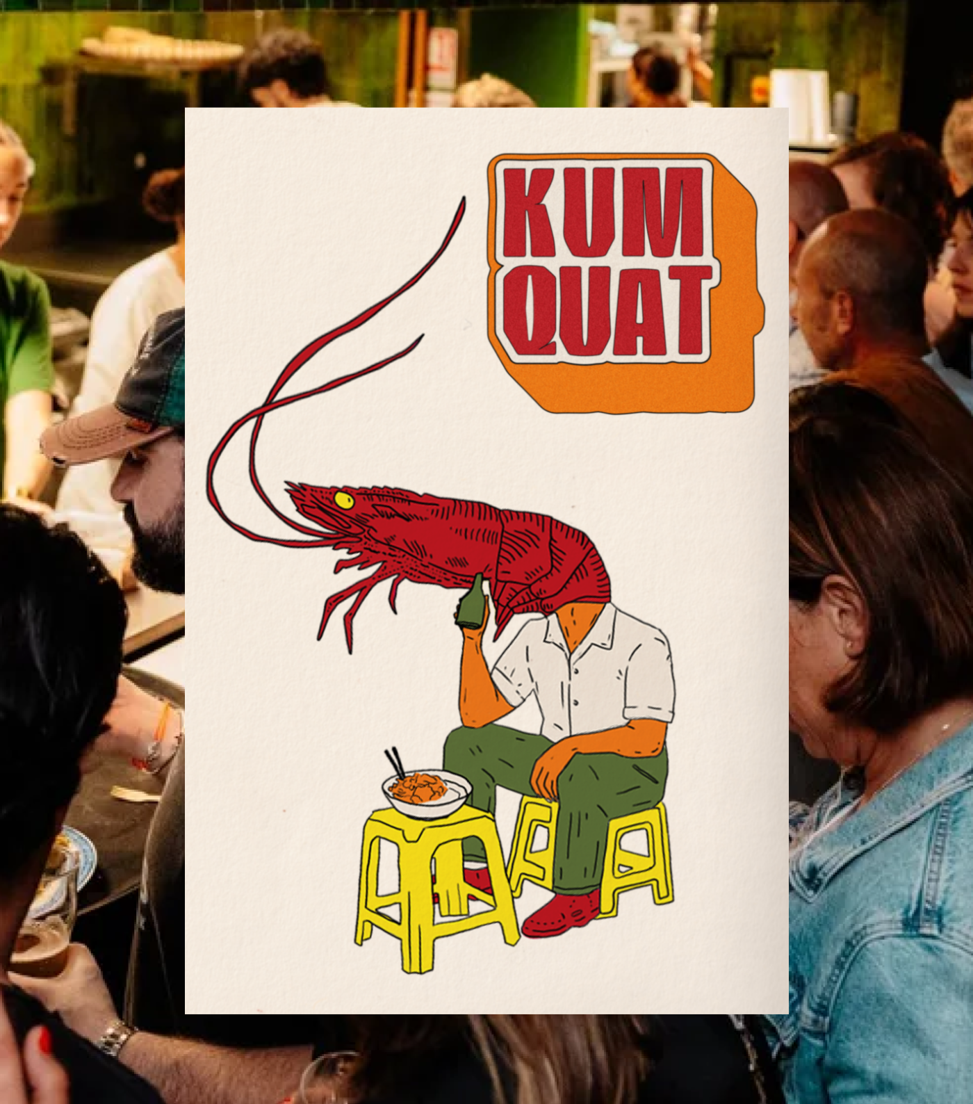 Affiche illustration homme-crevette pour Kumquat